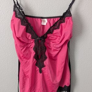 Jezebel Fuchsia and Black Lace Chemise